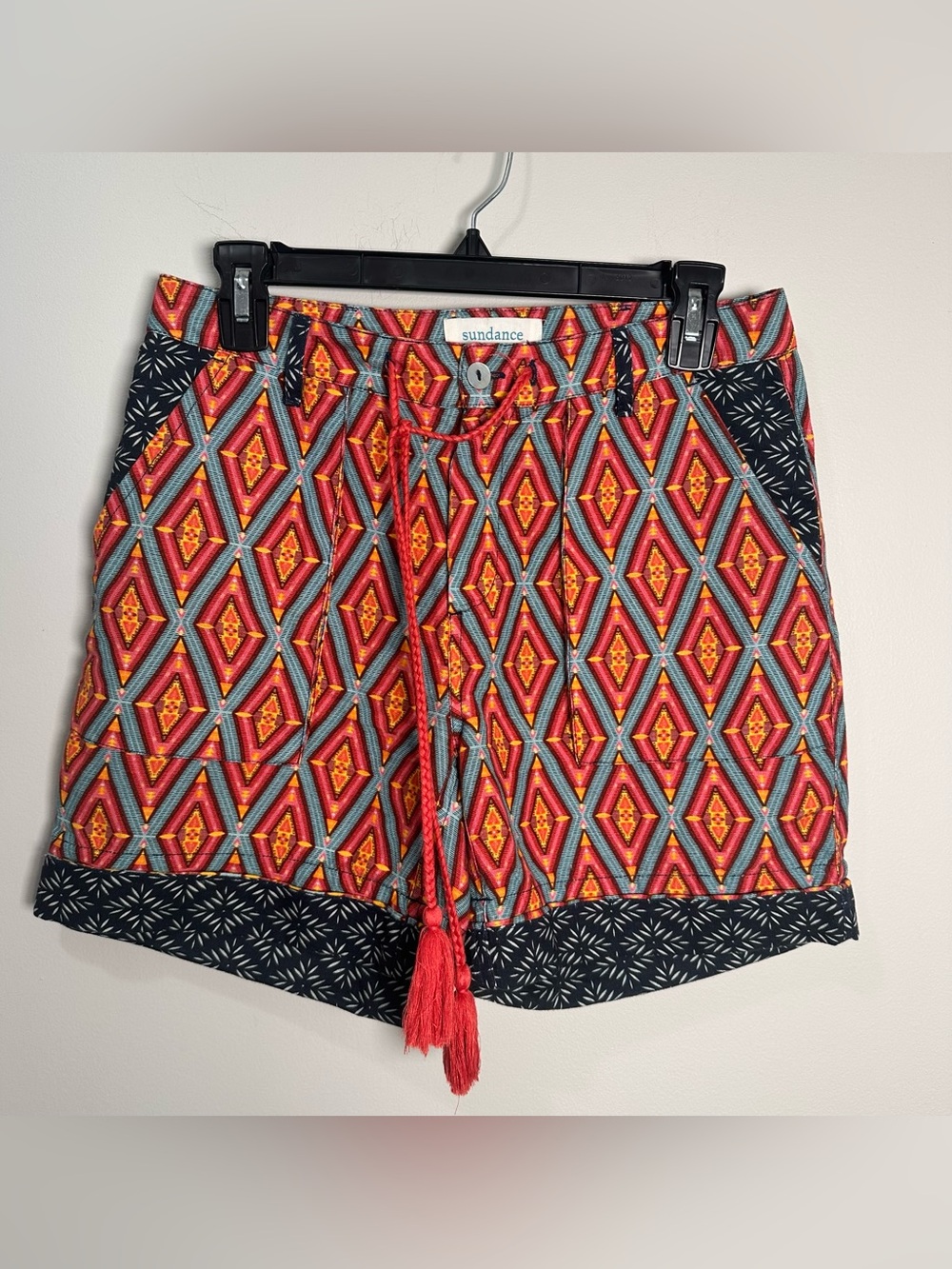Sundance Red Geo Print Women’s Linen Shorts